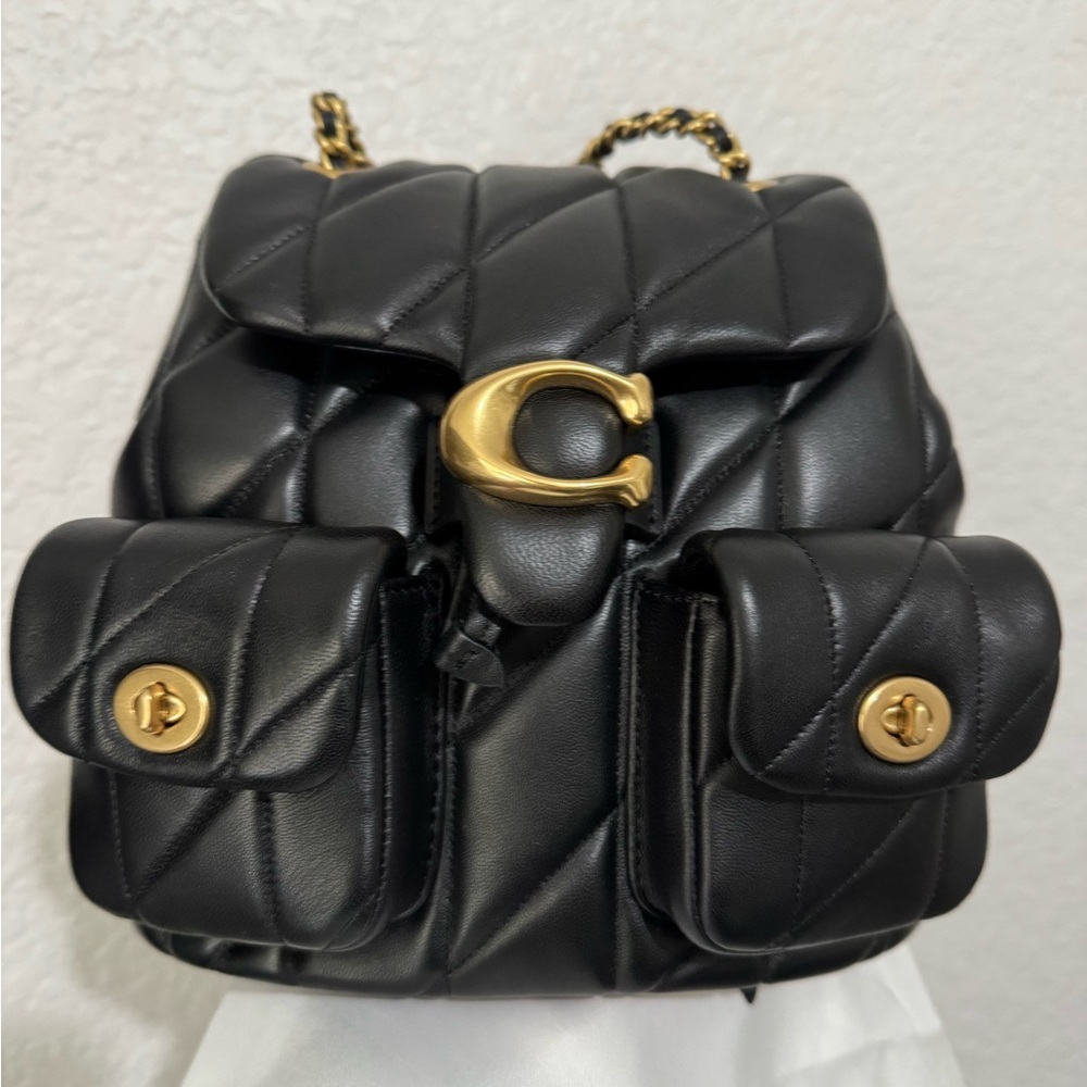 Coach Tabby Quilted Leather Backpack in Black
